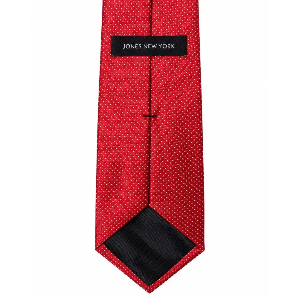 Jones New York Red Micro Dot Men’s Necktie 100% Polyester Classic Business Tie